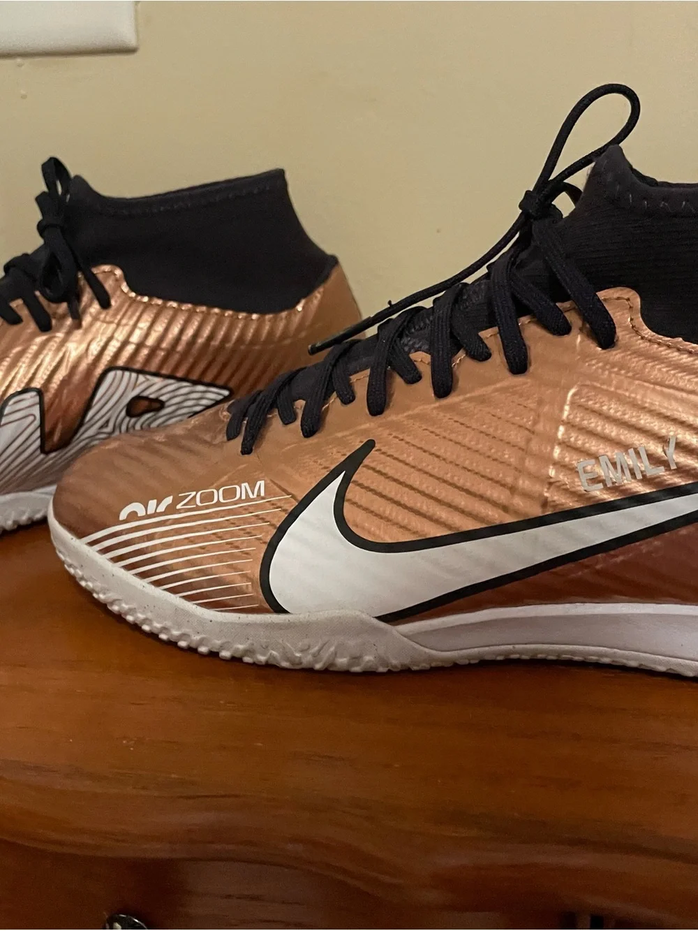 Nike Air Zoom Copper and Black Indoor Soccer Shoes - Picture 4 of 12